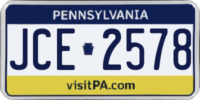 PA license plate JCE2578