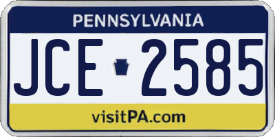 PA license plate JCE2585
