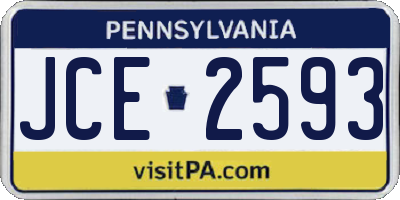 PA license plate JCE2593