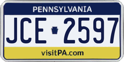 PA license plate JCE2597