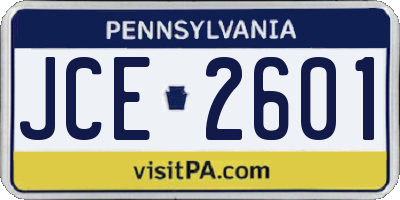 PA license plate JCE2601