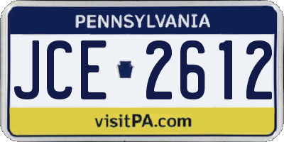 PA license plate JCE2612