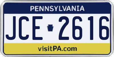 PA license plate JCE2616