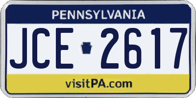 PA license plate JCE2617