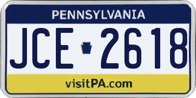 PA license plate JCE2618