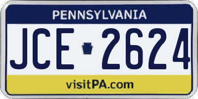 PA license plate JCE2624