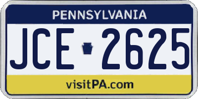 PA license plate JCE2625