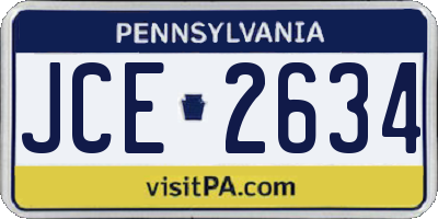 PA license plate JCE2634