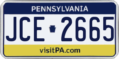 PA license plate JCE2665
