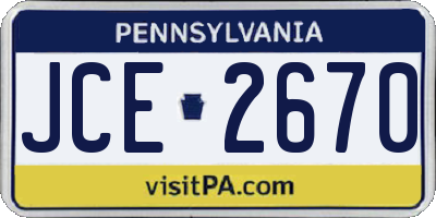 PA license plate JCE2670