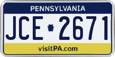 PA license plate JCE2671