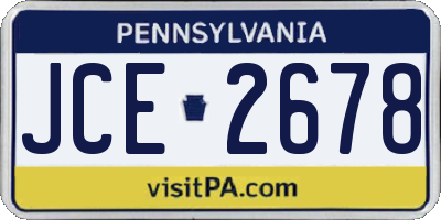 PA license plate JCE2678