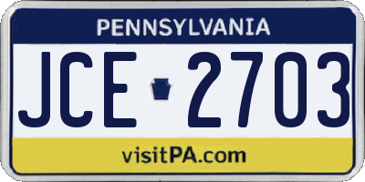 PA license plate JCE2703