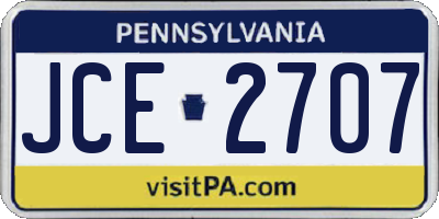 PA license plate JCE2707