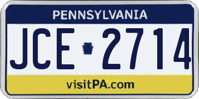 PA license plate JCE2714