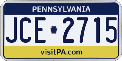 PA license plate JCE2715