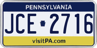 PA license plate JCE2716
