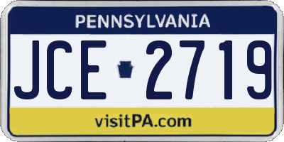 PA license plate JCE2719