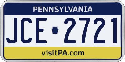 PA license plate JCE2721