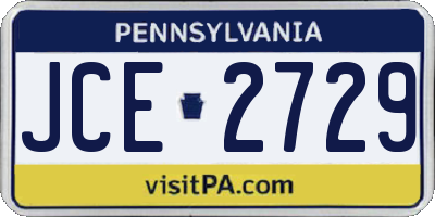 PA license plate JCE2729