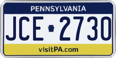 PA license plate JCE2730