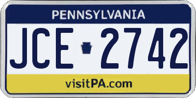 PA license plate JCE2742