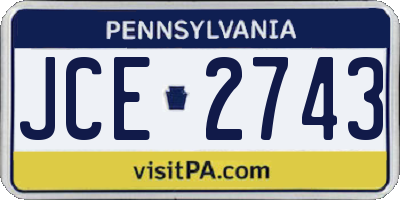 PA license plate JCE2743