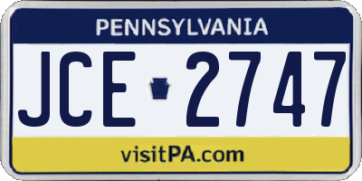 PA license plate JCE2747