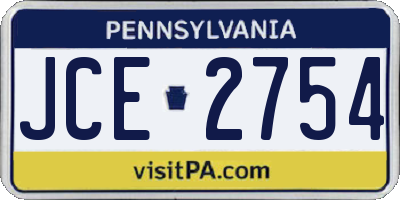 PA license plate JCE2754