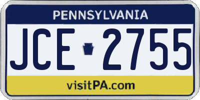 PA license plate JCE2755