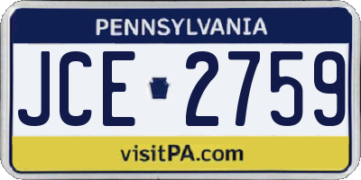 PA license plate JCE2759