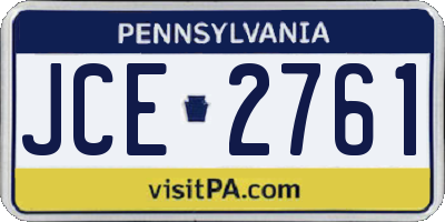 PA license plate JCE2761