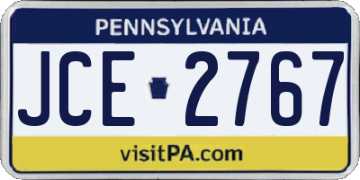 PA license plate JCE2767