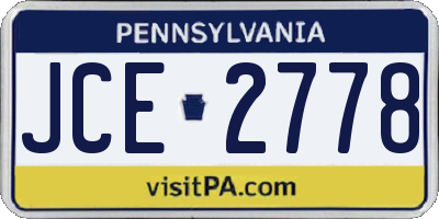 PA license plate JCE2778