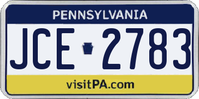 PA license plate JCE2783