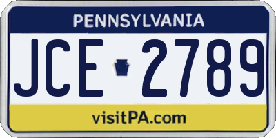 PA license plate JCE2789