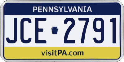 PA license plate JCE2791