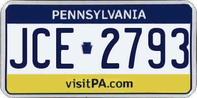 PA license plate JCE2793