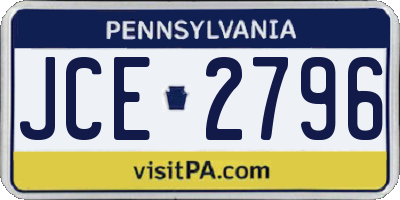 PA license plate JCE2796