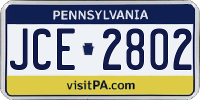 PA license plate JCE2802