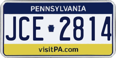 PA license plate JCE2814