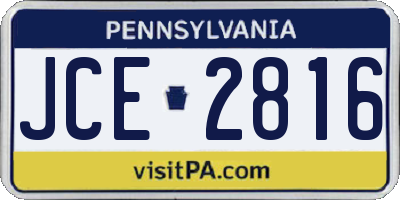 PA license plate JCE2816