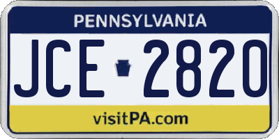 PA license plate JCE2820