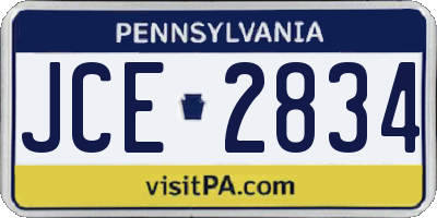 PA license plate JCE2834