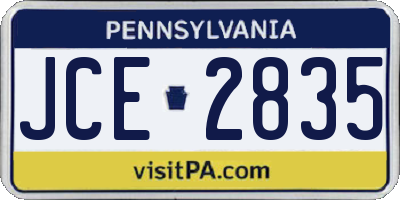 PA license plate JCE2835