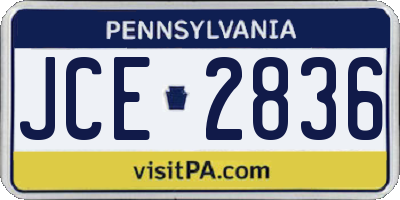 PA license plate JCE2836