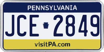 PA license plate JCE2849