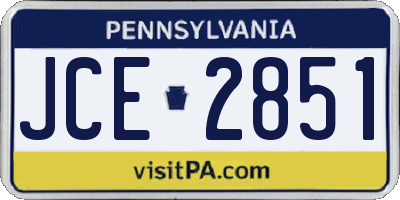 PA license plate JCE2851