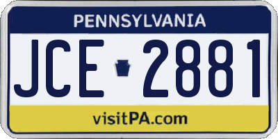 PA license plate JCE2881