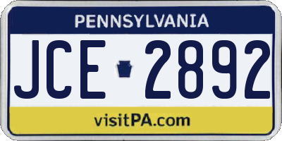 PA license plate JCE2892